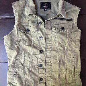 GUESS Khaki Sleeveless Denim Vest